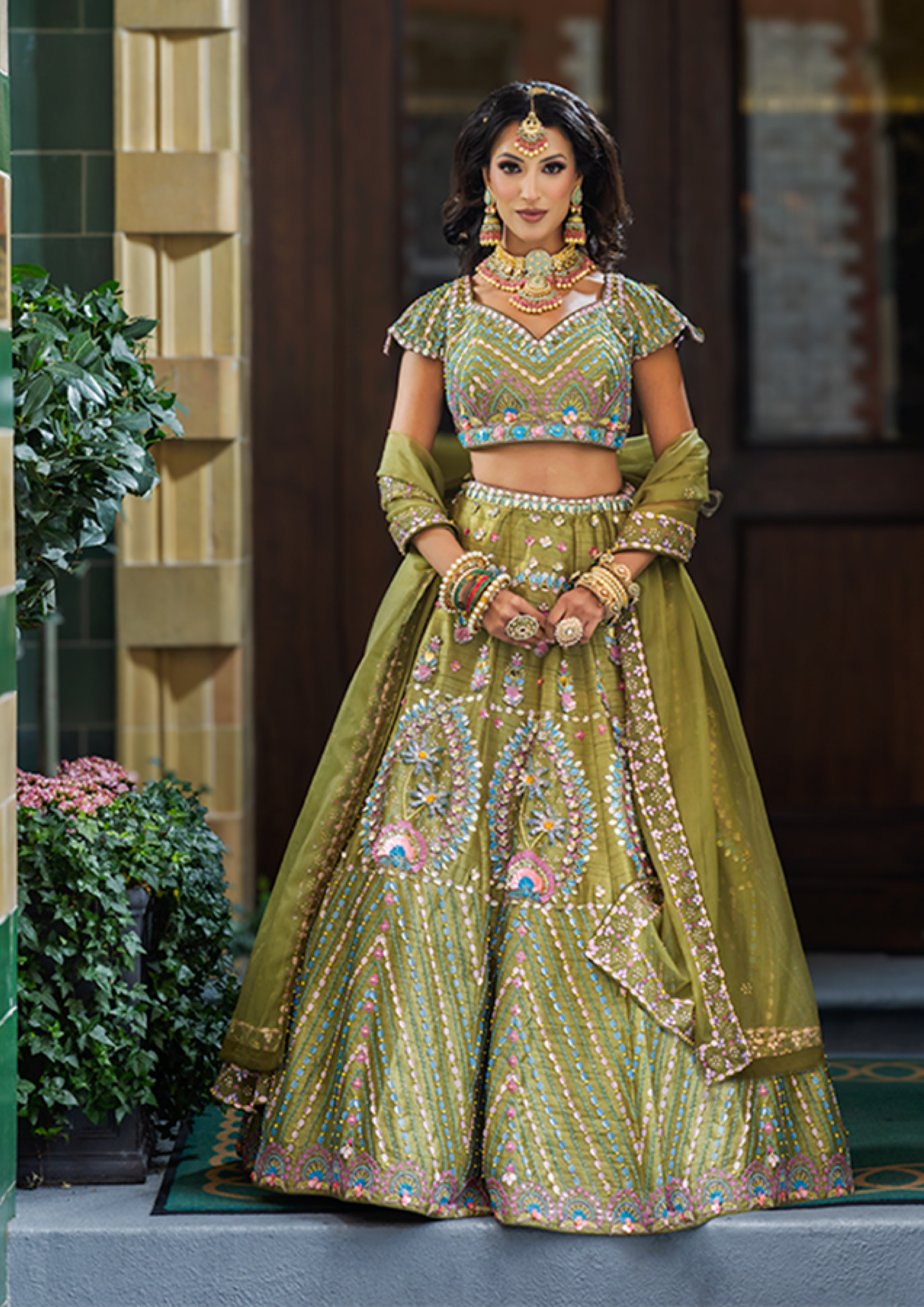 Lime Green Multicolour Partywear Lehenga [product_title] | OORVI DESAI