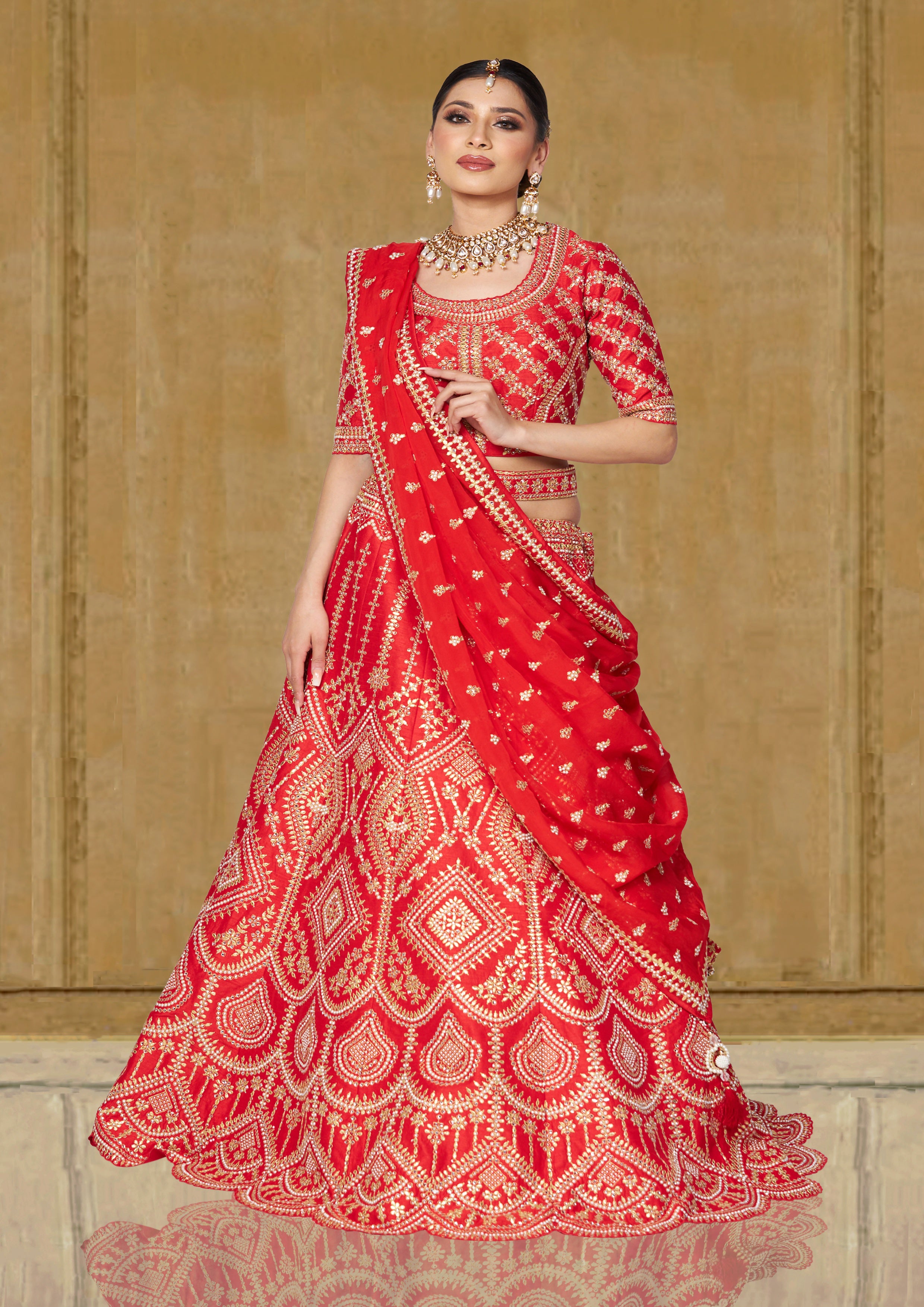 Silky cheap wedding lehenga