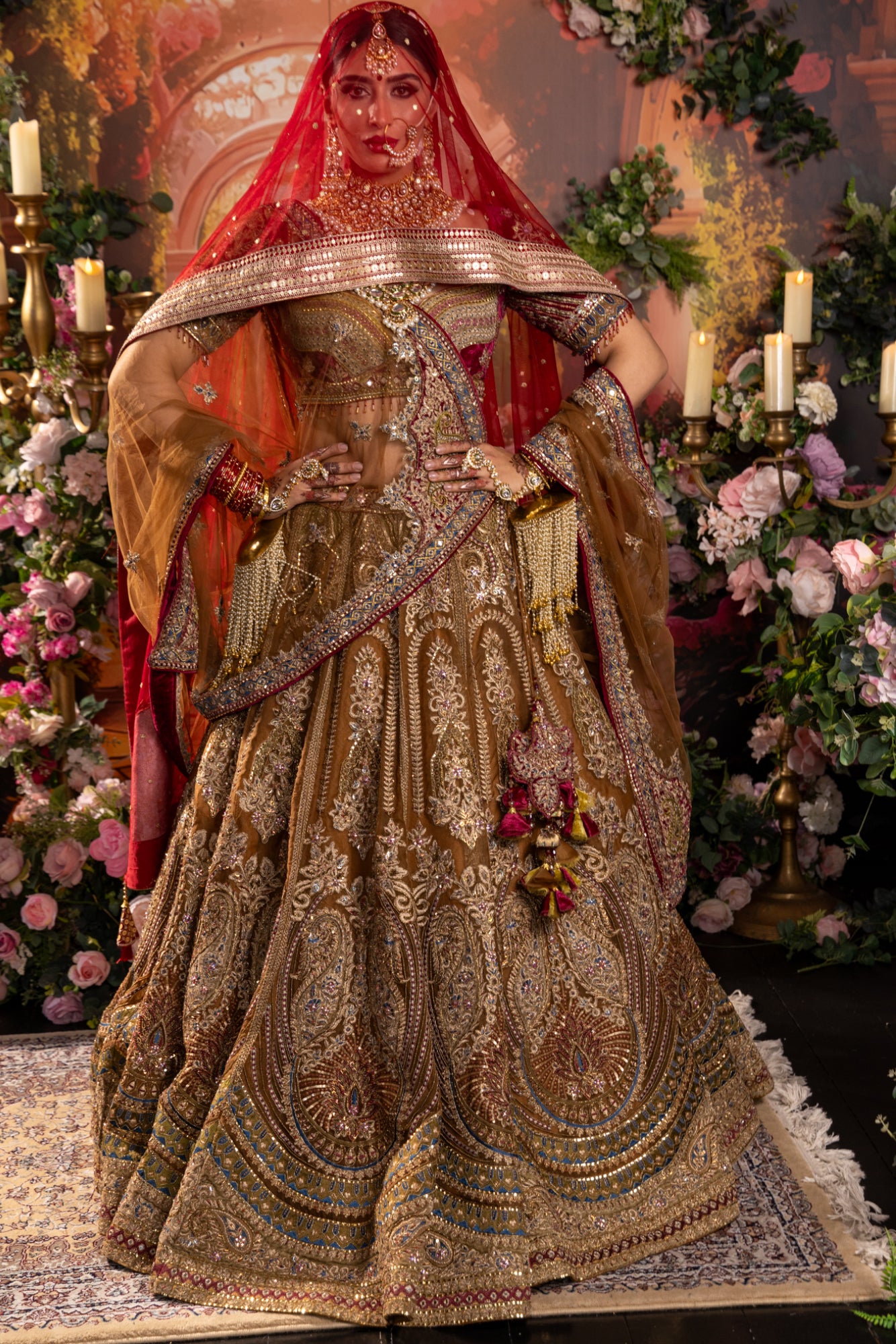 Bridal Deep Maroon & Rustic Gold Wedding Lehenga Set [product_title] |  OORVI DESAI