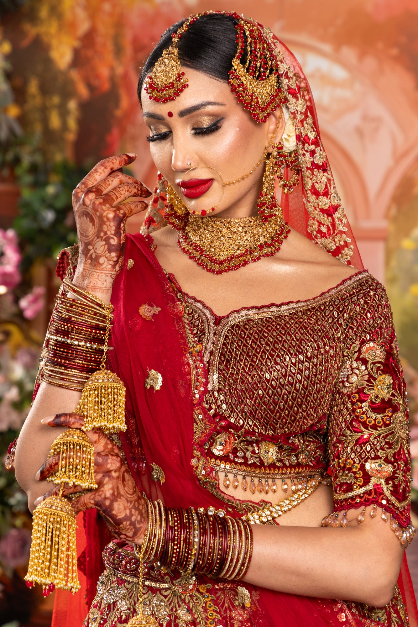 Traditional Red & Gold Bridal set [product_title] | OORVI DESAI