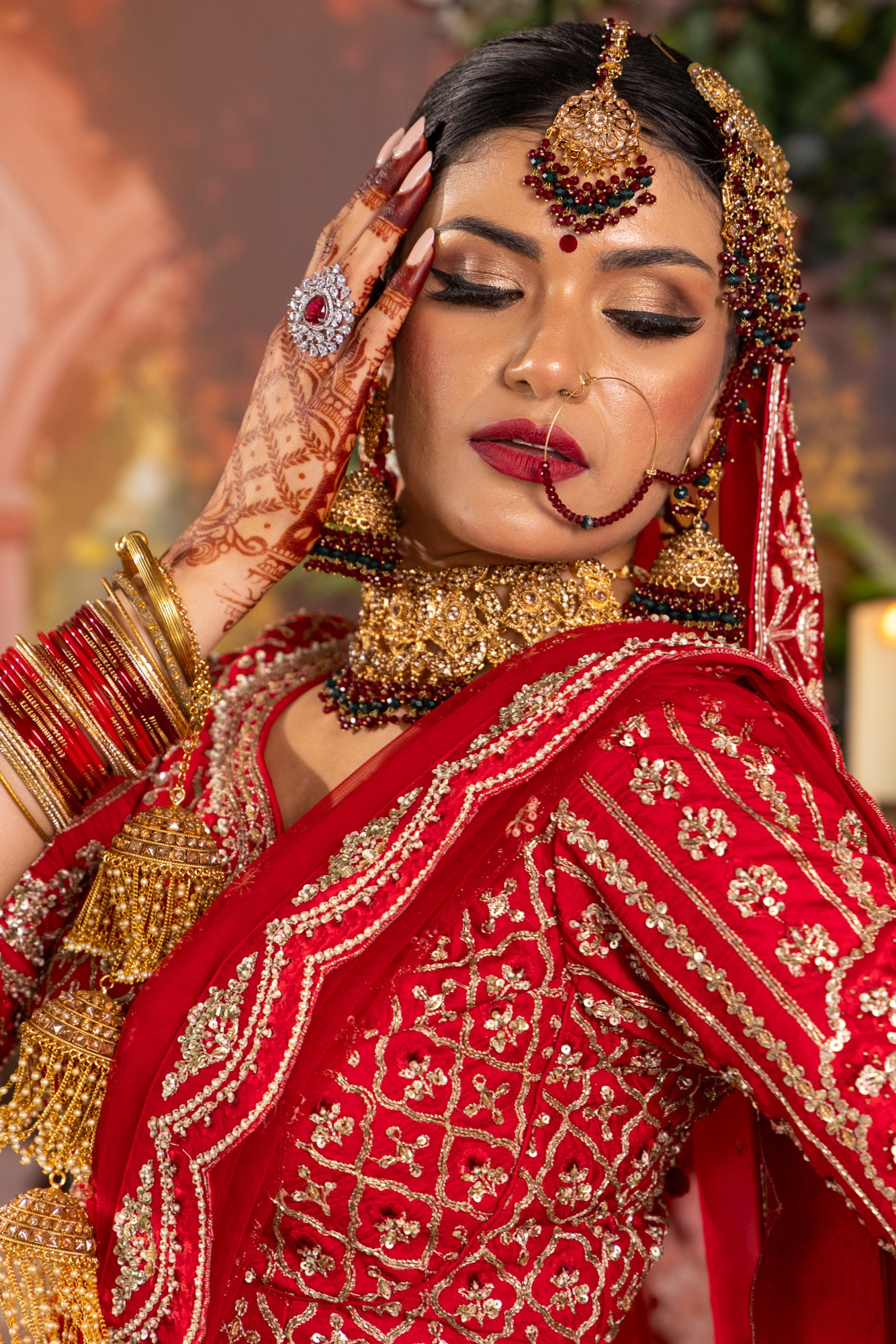 Traditional Red Gold Bridal Jewellery set