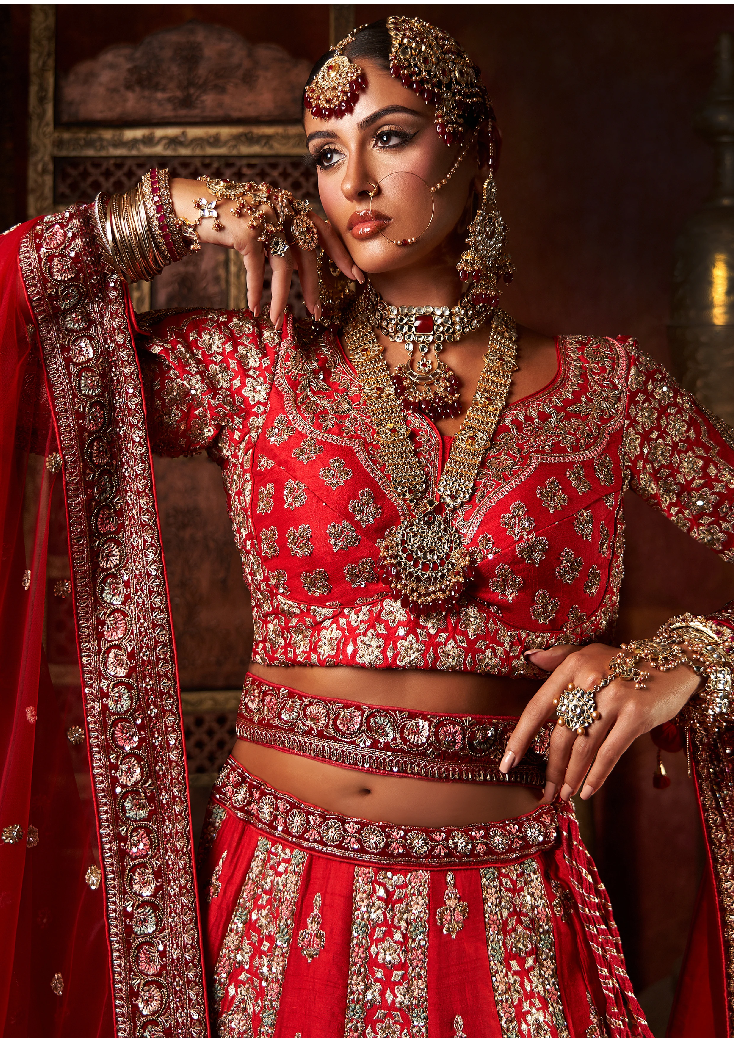red gold indian wedding dress Top 9 Red Bridal Dresses for Indian Wedding