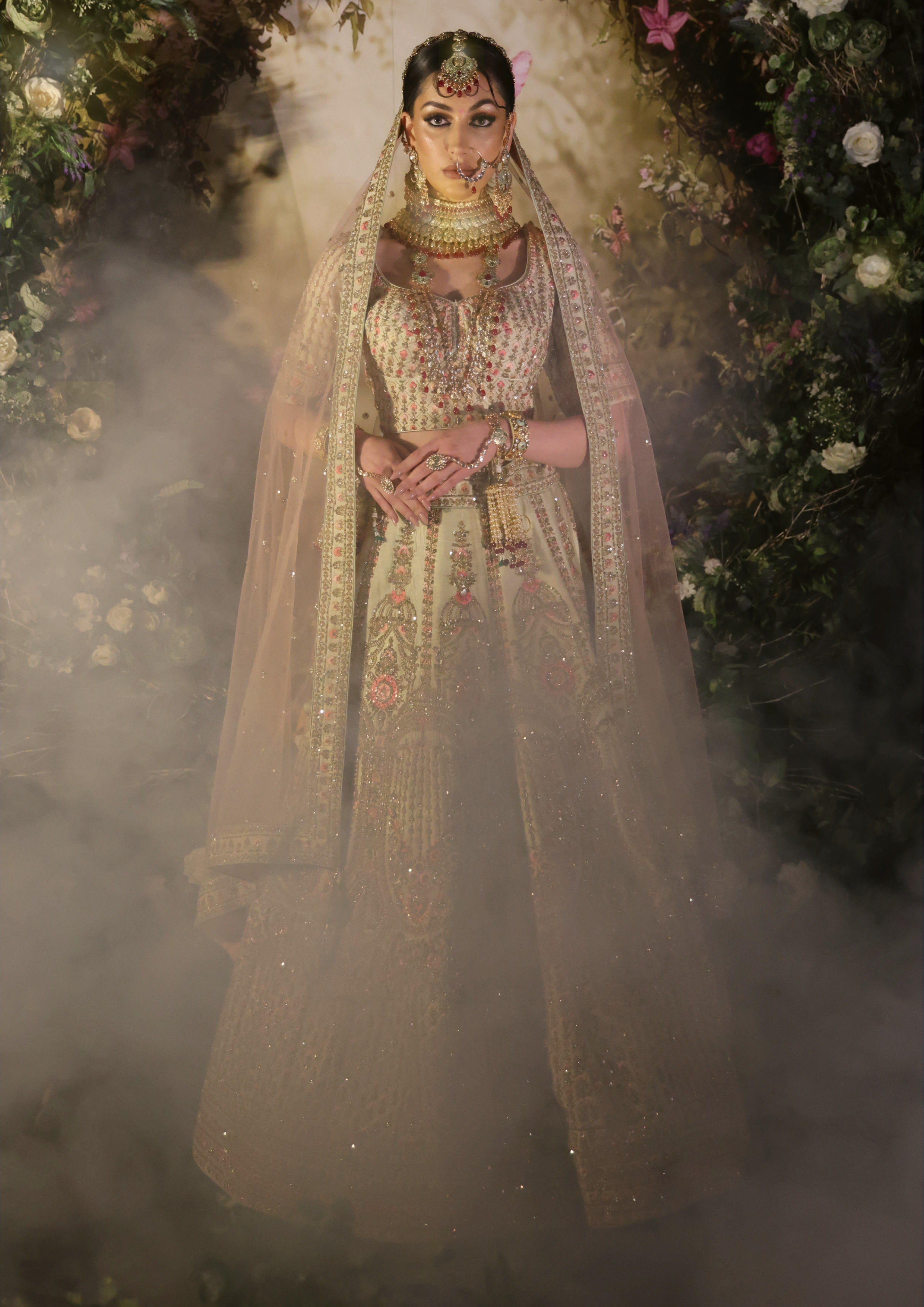 Traditional Wedding Bridal Pastel Pistachio Mint Lehenga Set  [product_title] | OORVI DESAI | Designer Indian Wedding Dresses in London