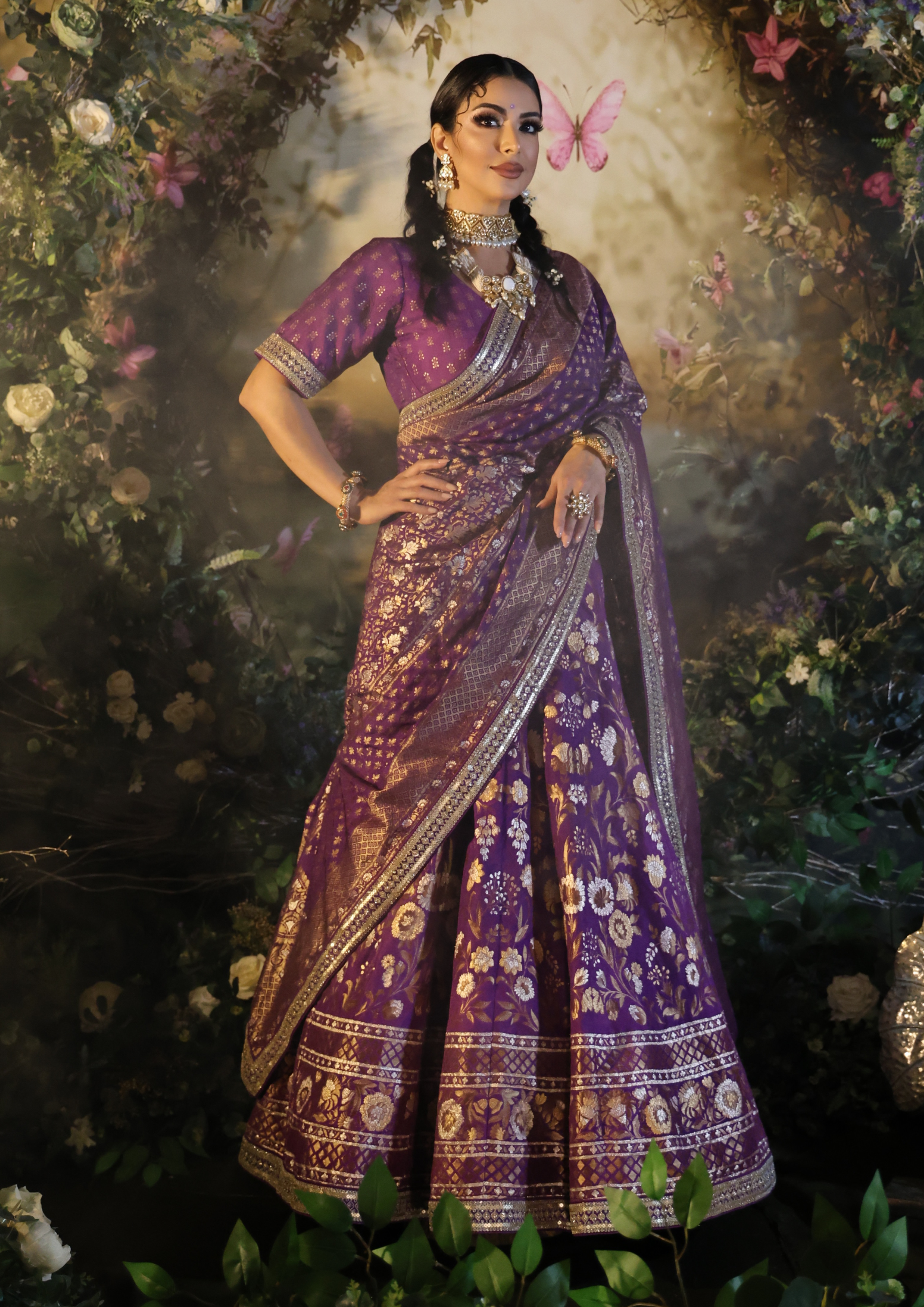 Traditional Benarasi Purple / Violet Lehenga Set [product_title] | OORVI  DESAI