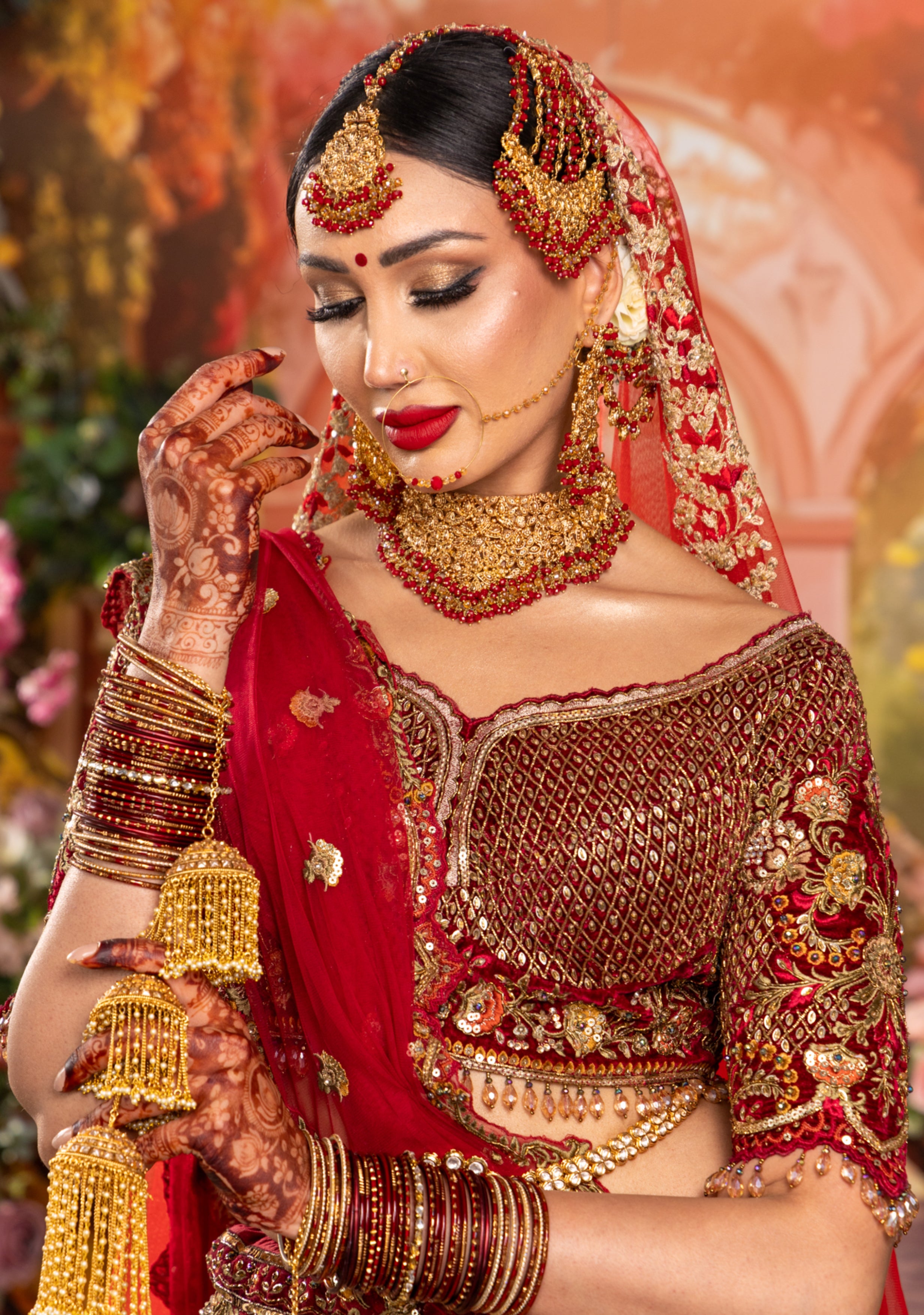 Bridal Red & Gold Wedding Lehenga Set [product_title] | OORVI DESAI