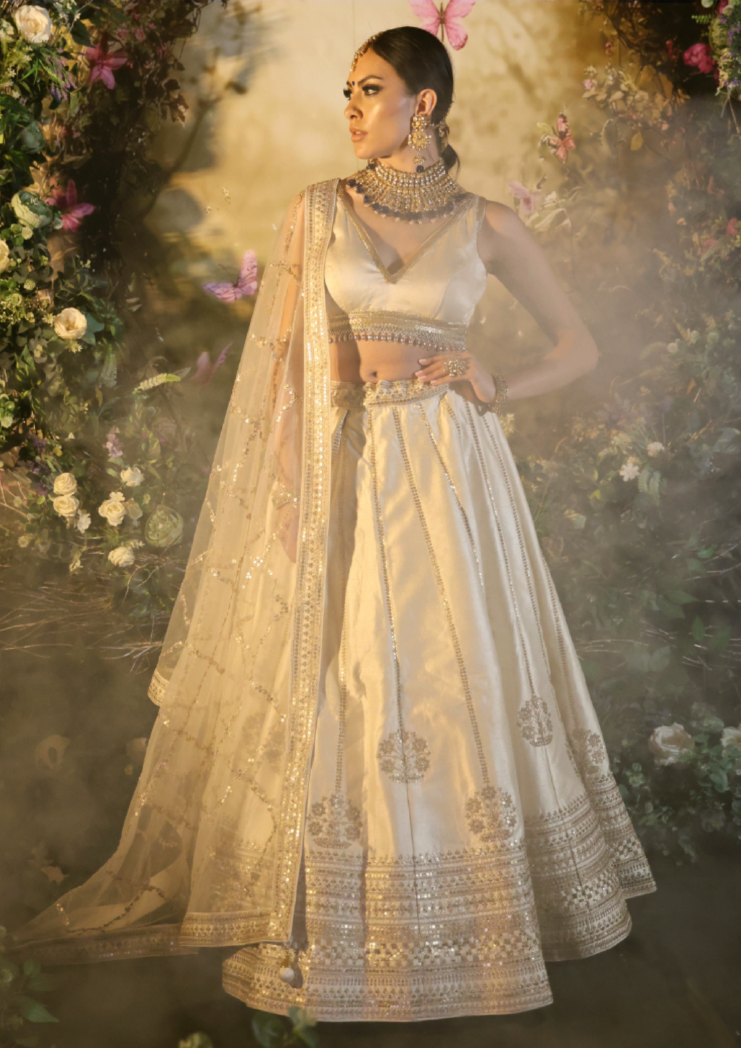 Traditional Ivory/ White Bridal Wedding Lehenga Set [product_title] | OORVI  DESAI