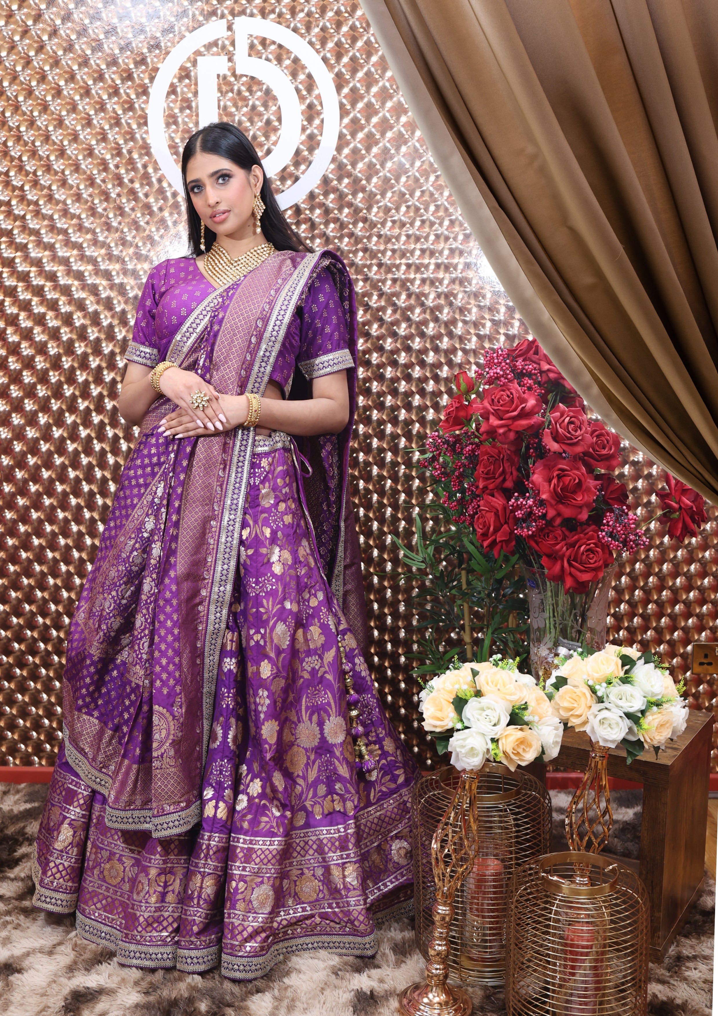 green emerald velvet dress Purple Wedding Lehenga Choli - Indian Bridal Wear