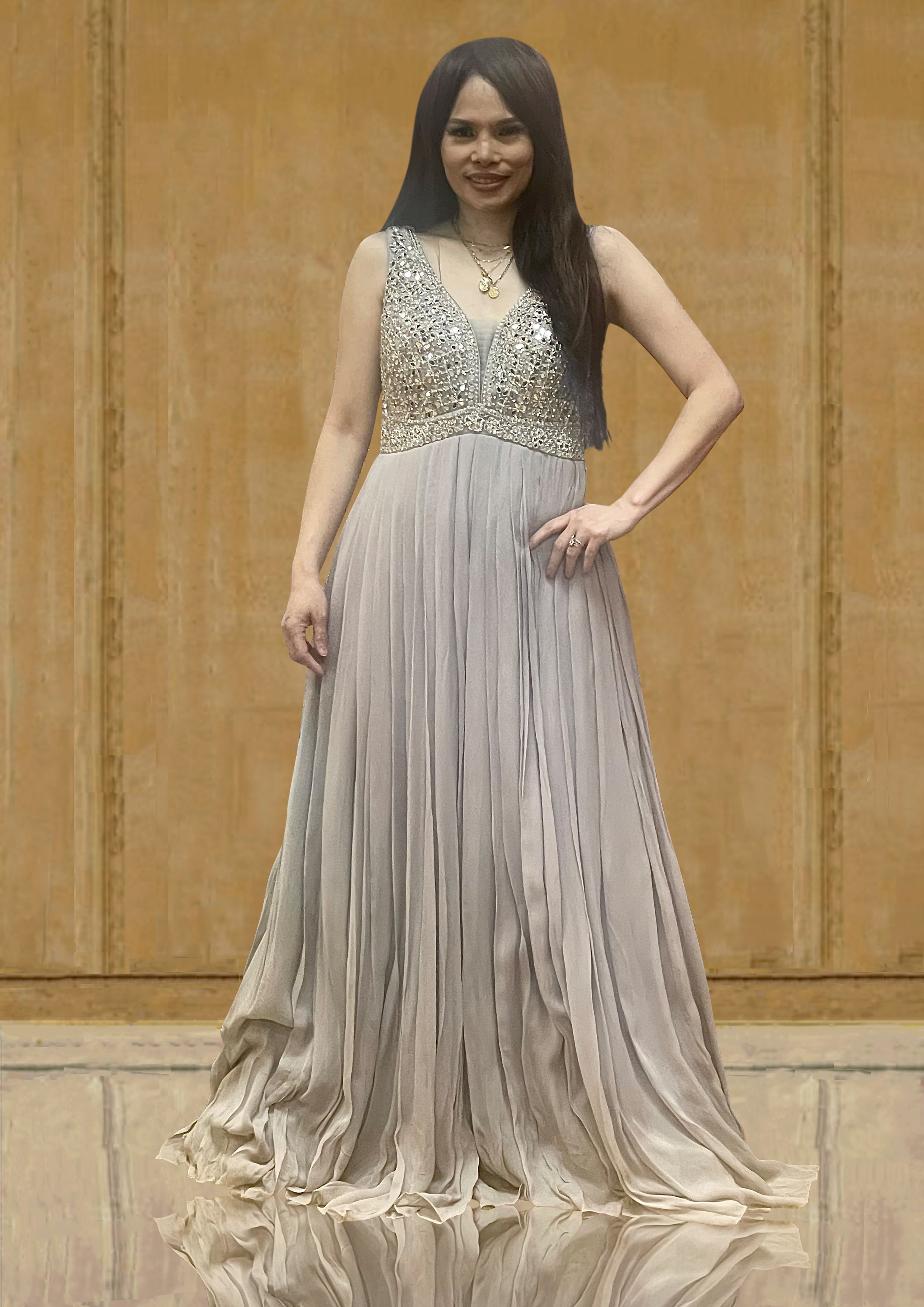 Grey jumpsuit wedding online