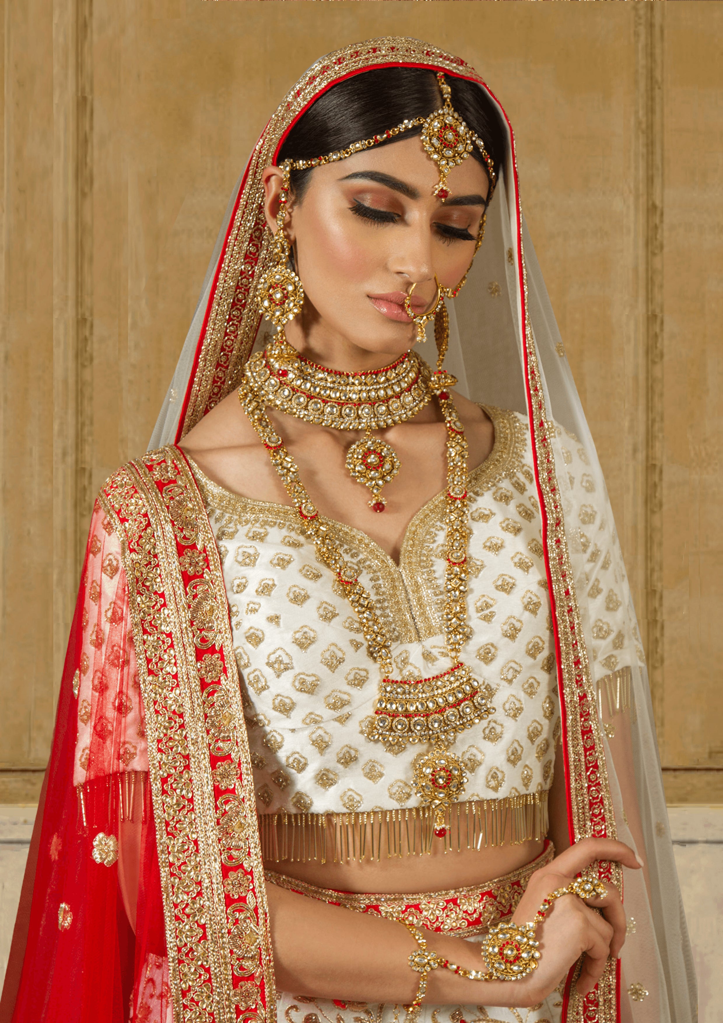 Tara Red Gold Antique Bridal Jewellery Full Set by Oorvi Desai