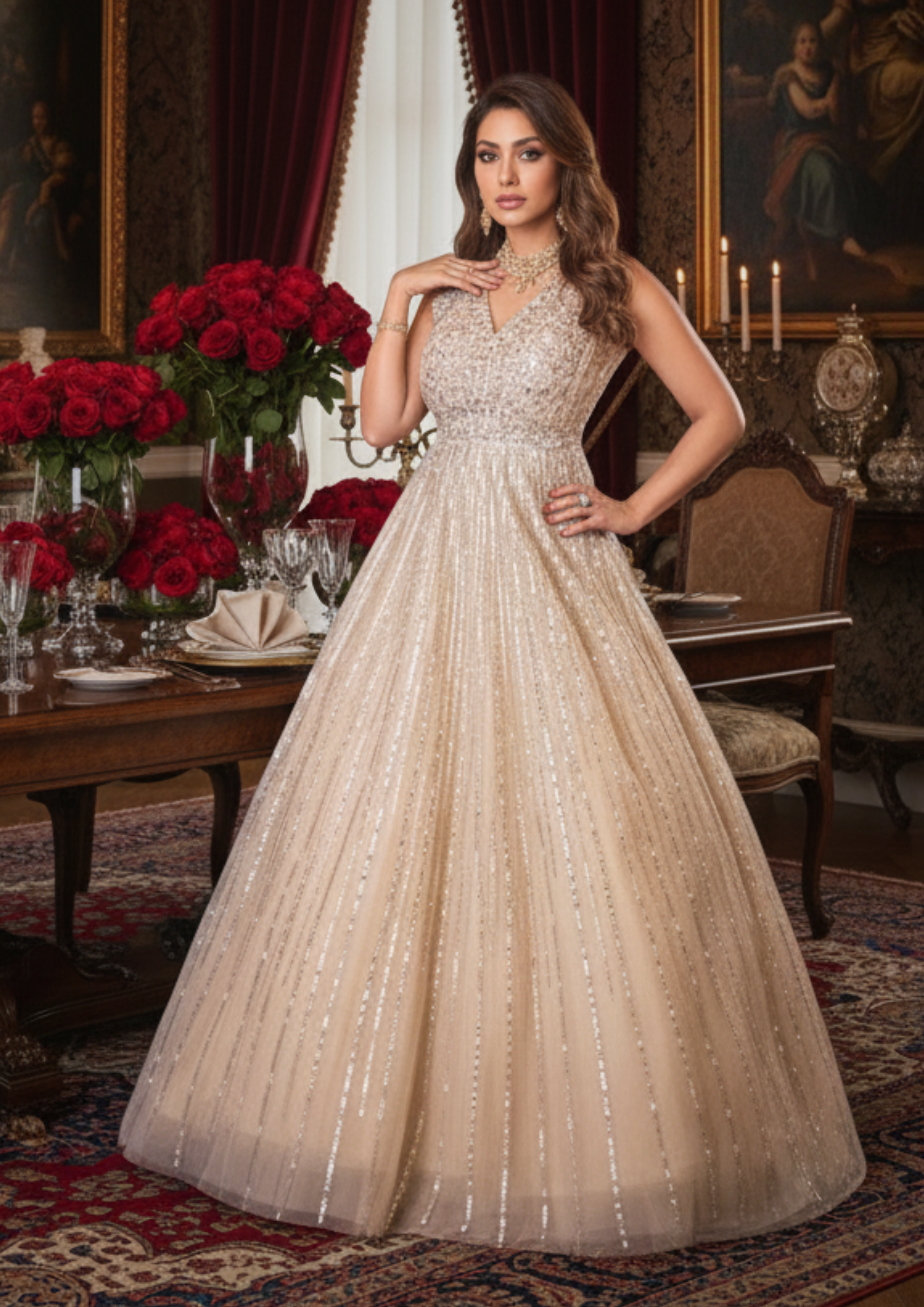 Shimmering Sequins Partywear Gown [product_title] | OORVI DESAI