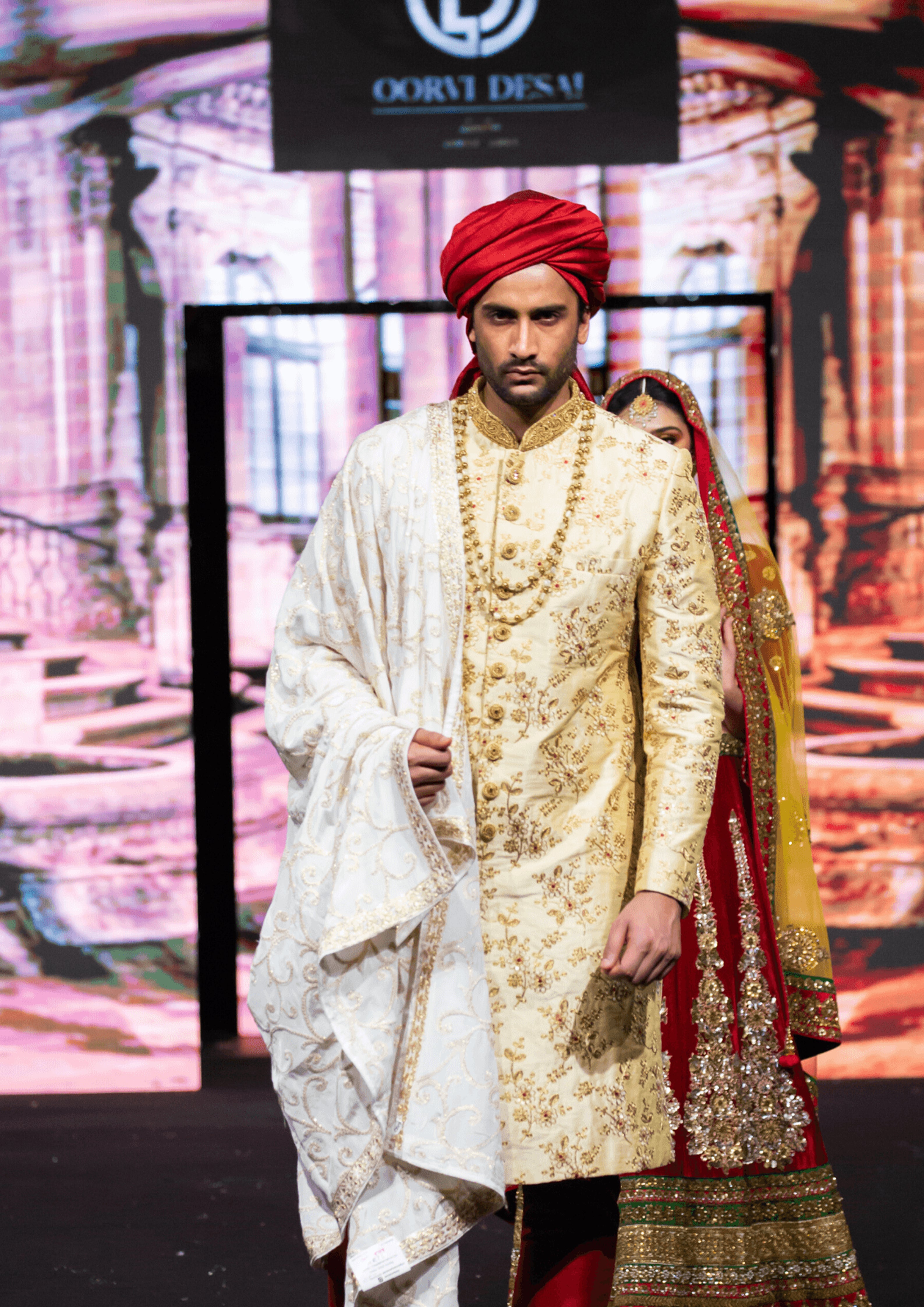 Beige Cream Gold Wedding Raw Silk Embroidered Sherwani [product_title] |  OORVI DESAI