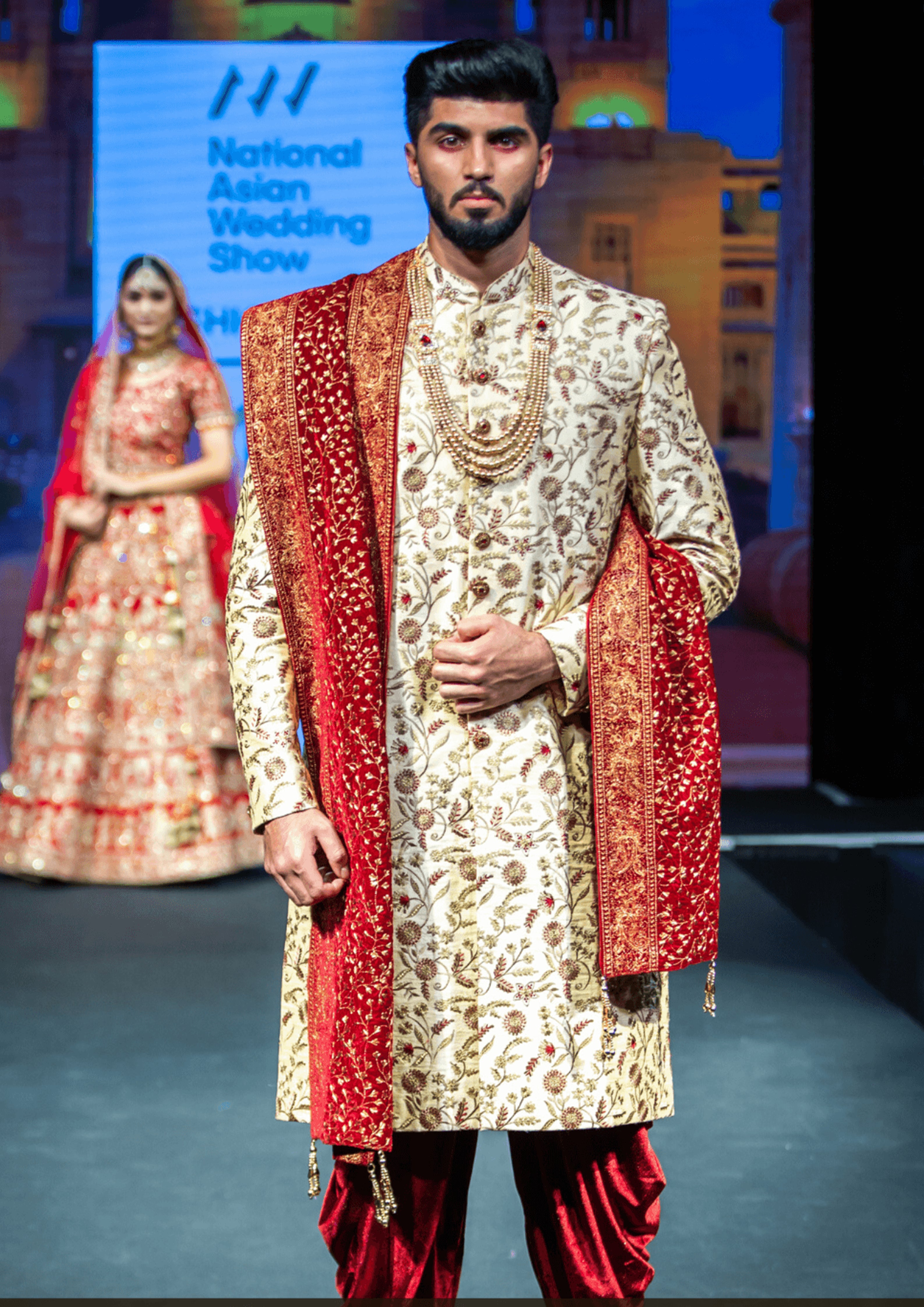Golden Maroon Sherwani Red And Gold Traditional Cream Raw Silk Sherwani  With Intricate Gold Red Embroidery [