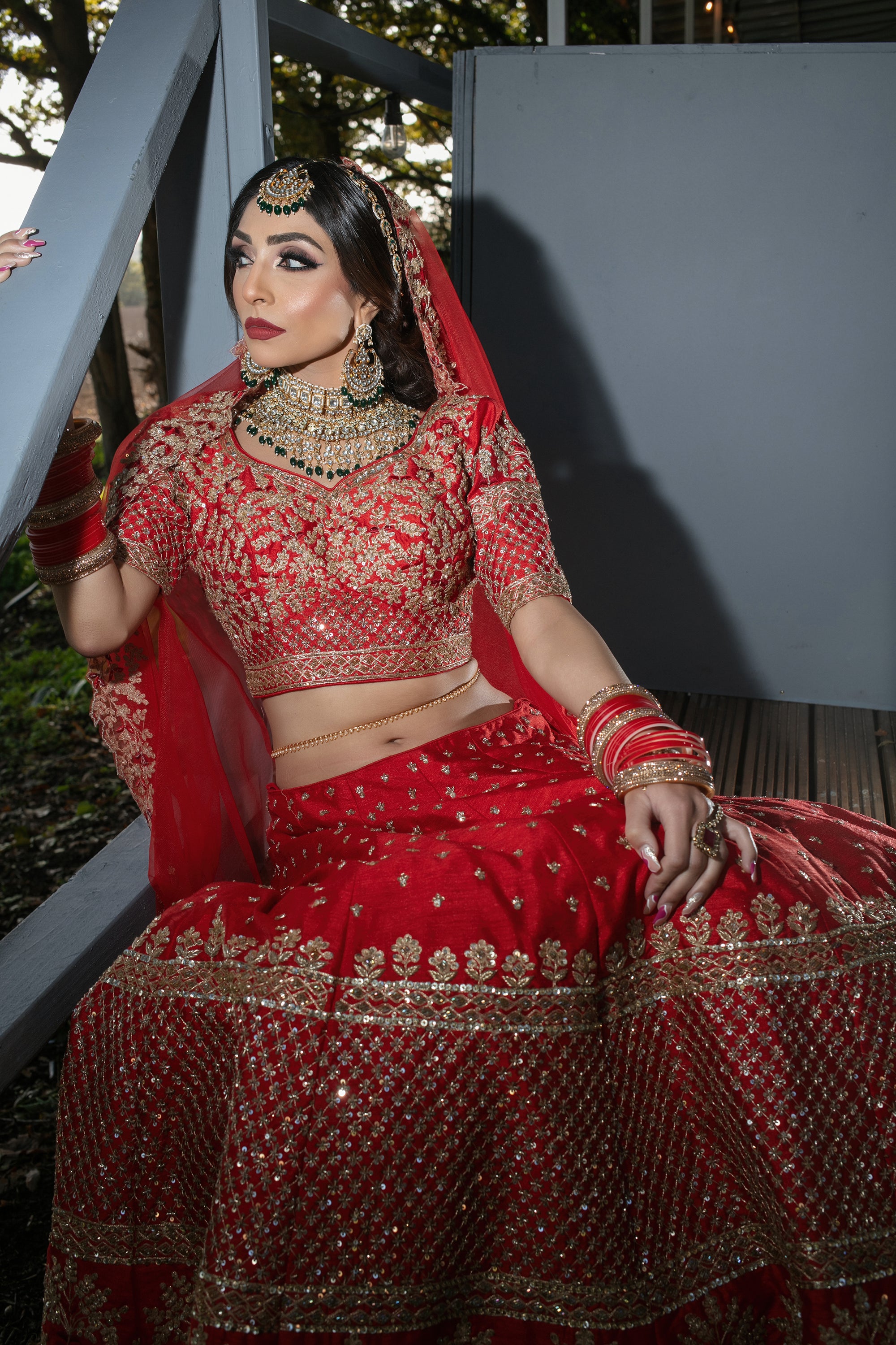 Red colour 2025 wedding lehenga