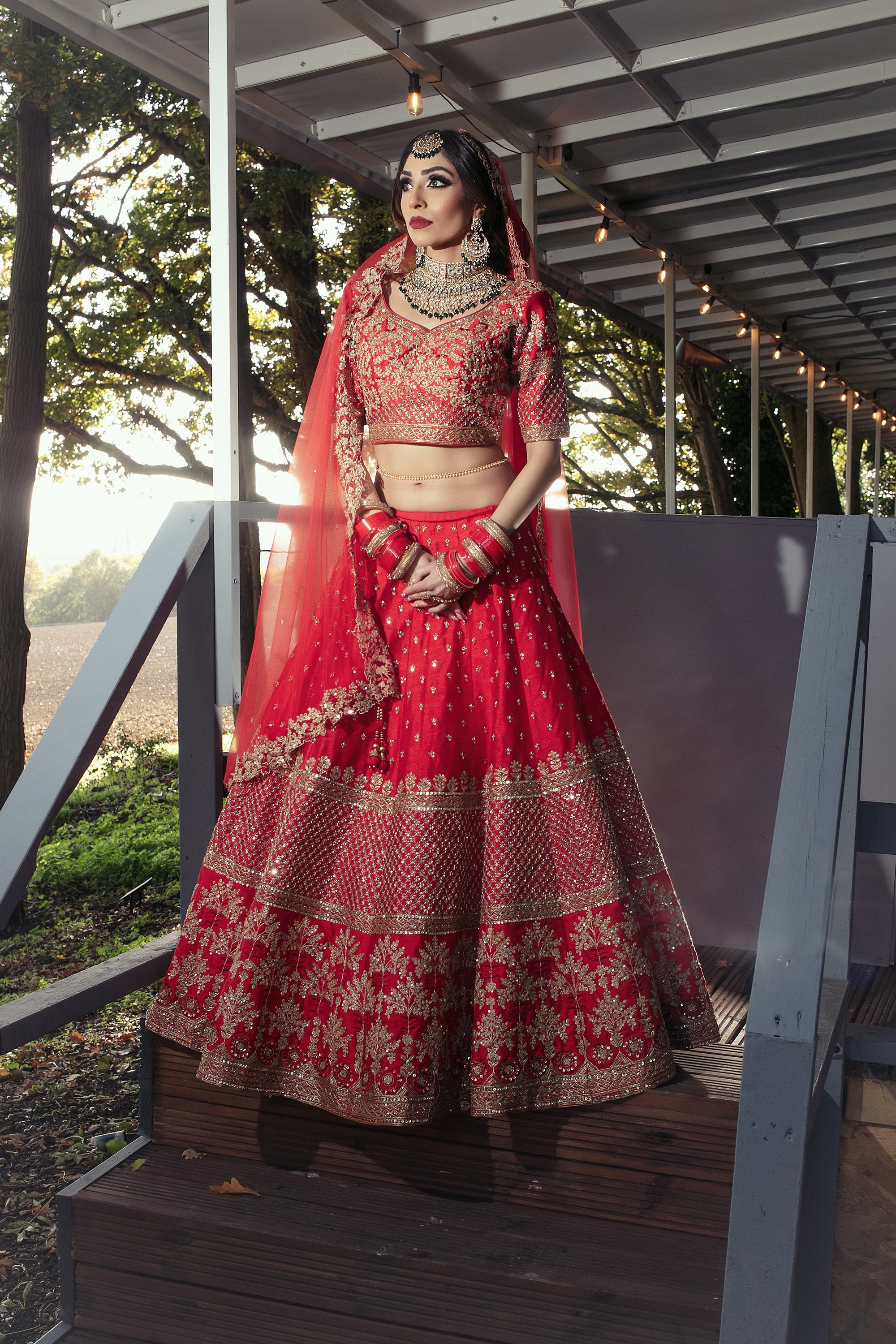 Lehenga for bride in red colour outlet