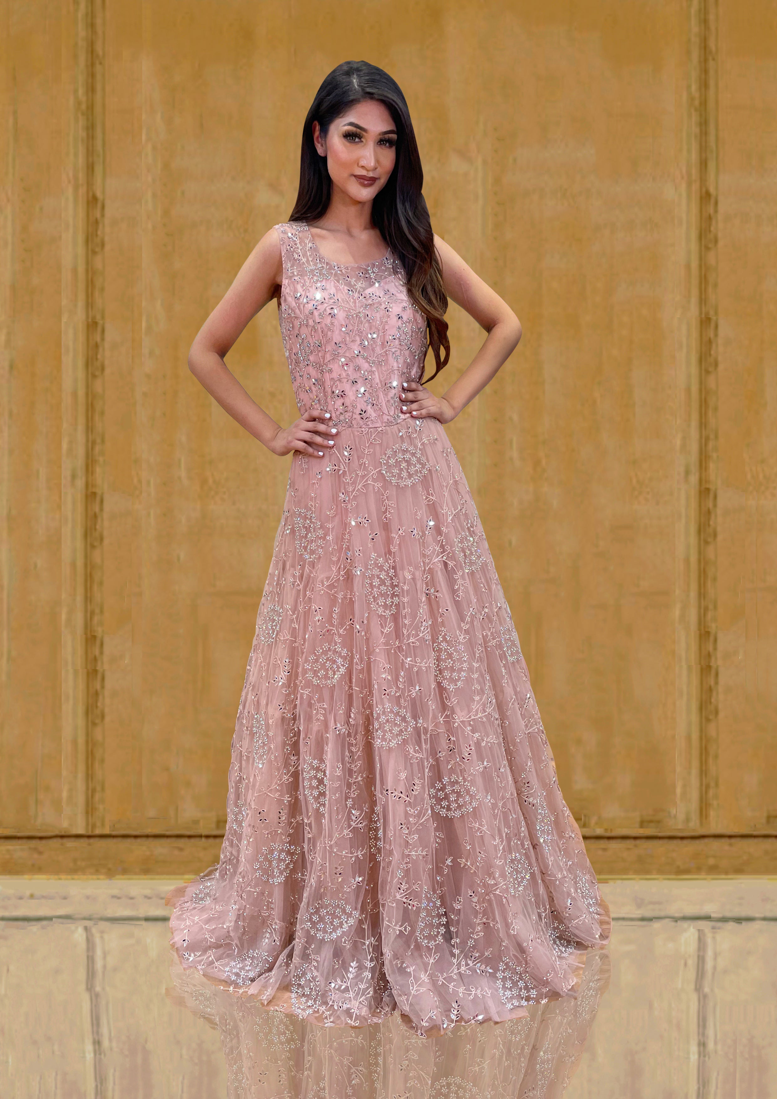 Pink long gown hot sale design