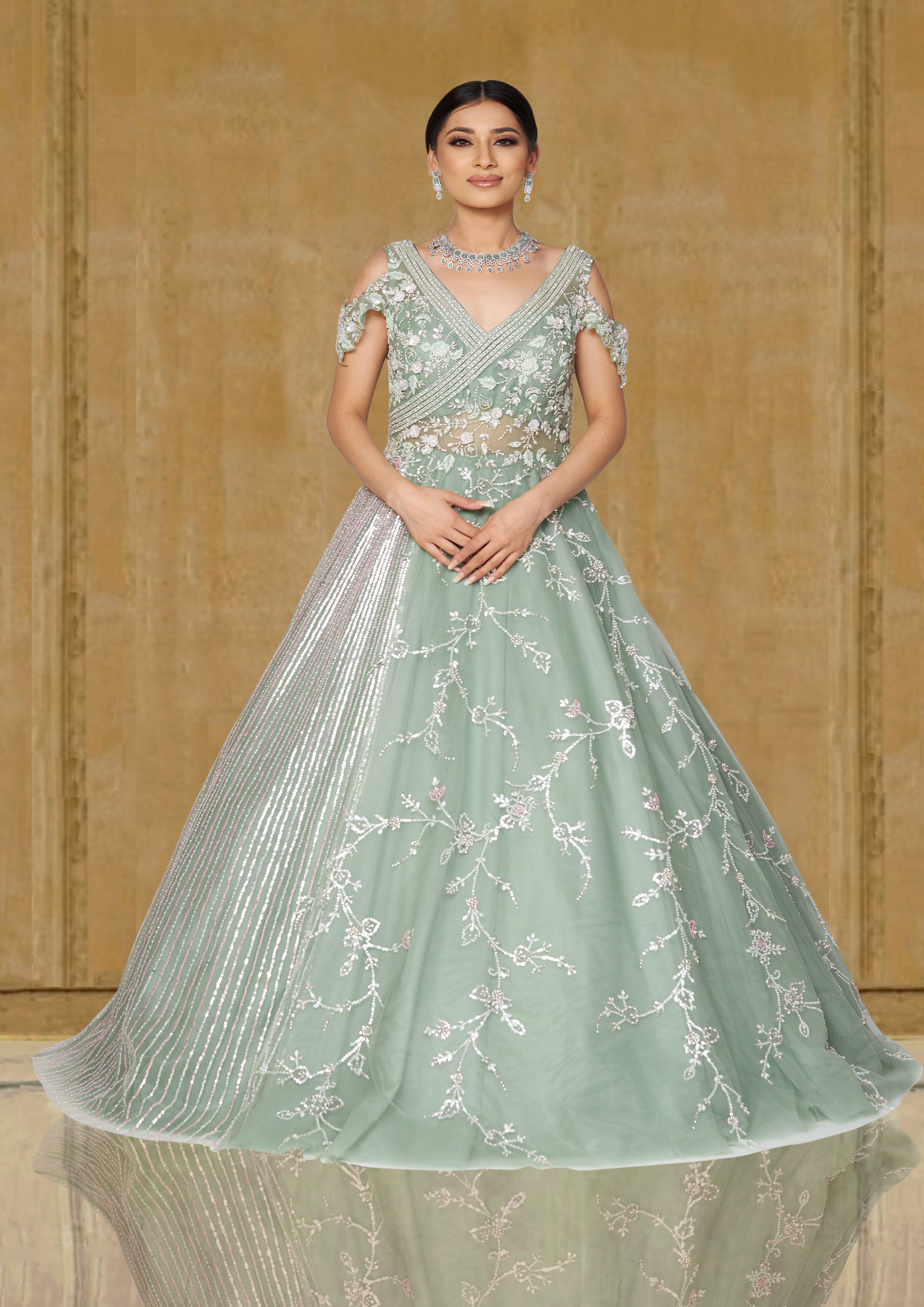 Mint green indian wedding 2025 dress