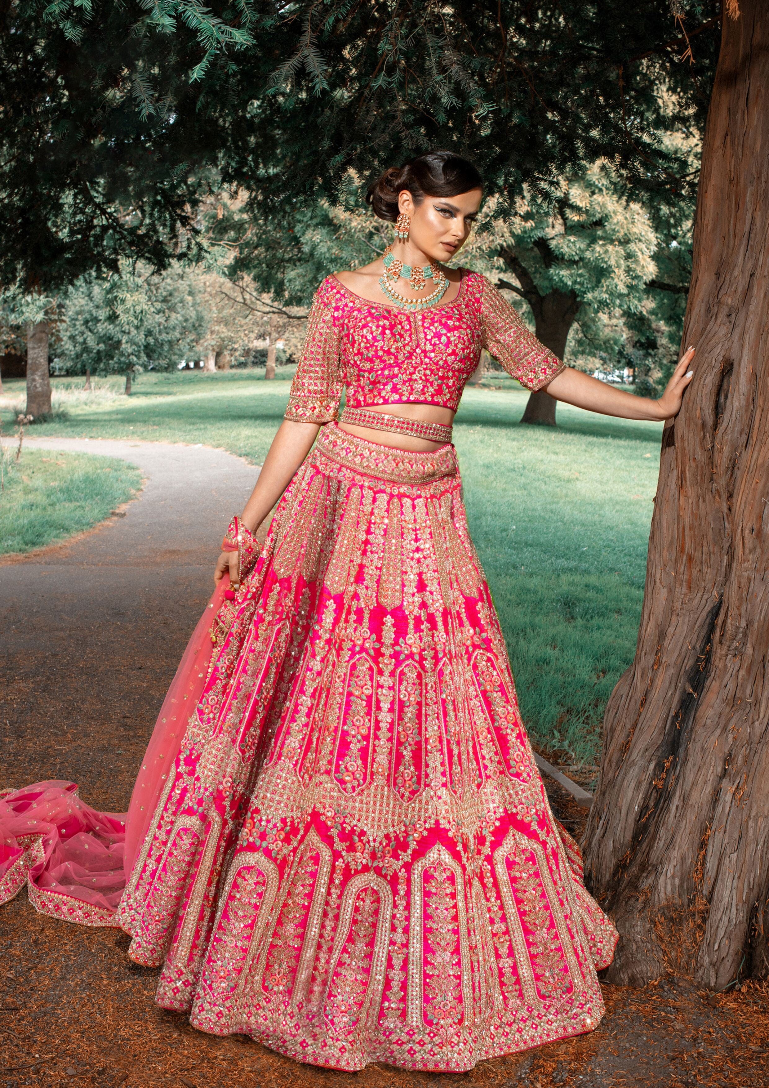 Rose colour deals bridal lehenga