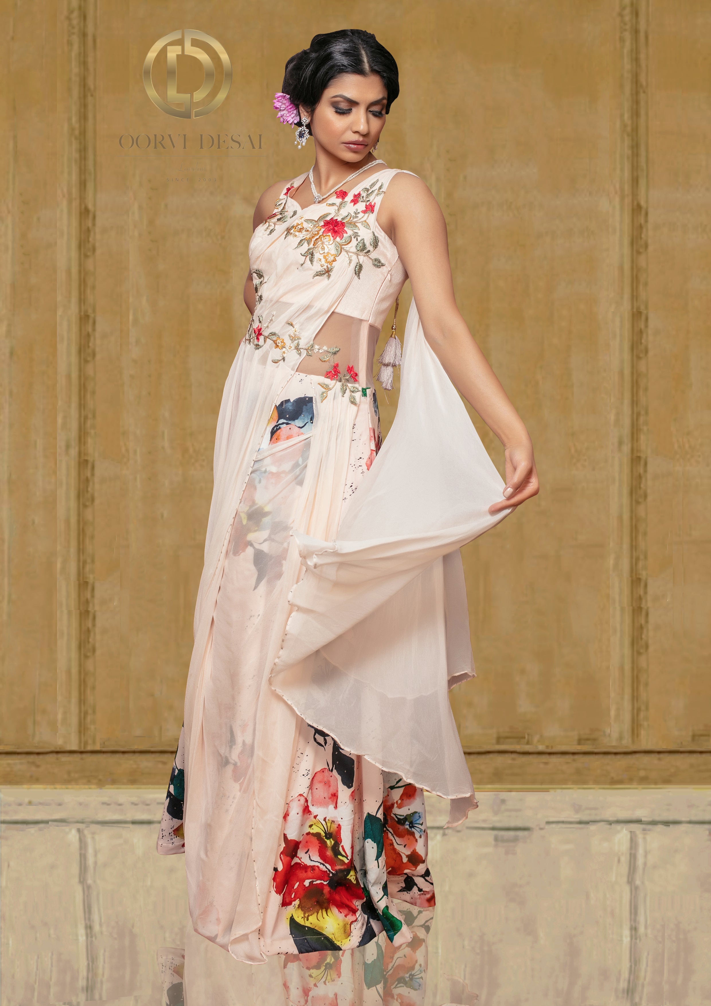 strapless open back dress Buy Pastel Pink Indowestern Set With Thread Work Embroidery main image 0