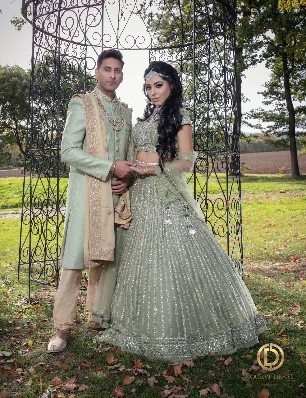 Pistachio Mint Pastel Green Wedding Sherwani. product title OORVI DESAI Designer Indian Wedding Dresses in London